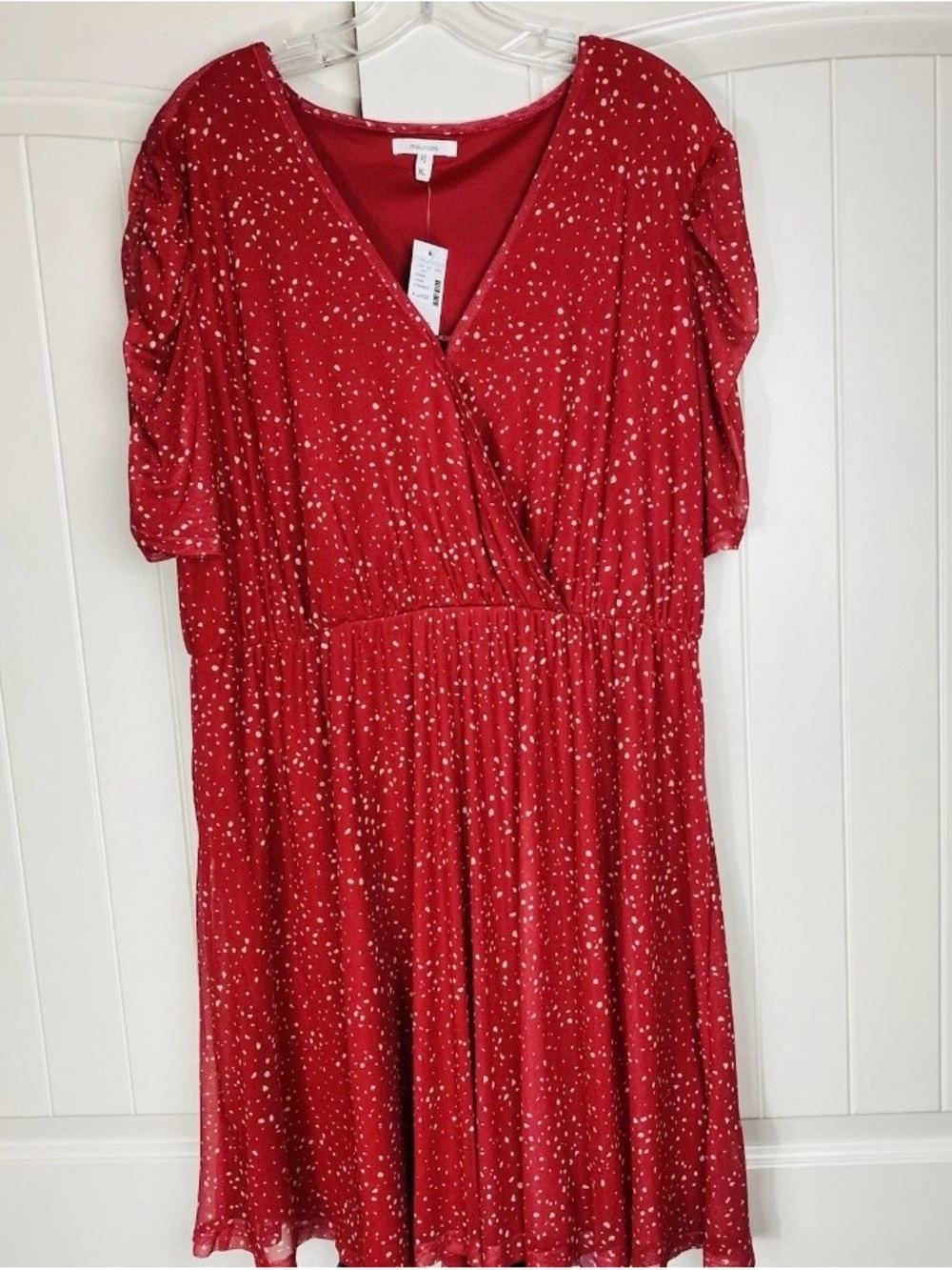 NWT Maurices Red Polka Dot Wrap-Style Dress Women’s Size XL